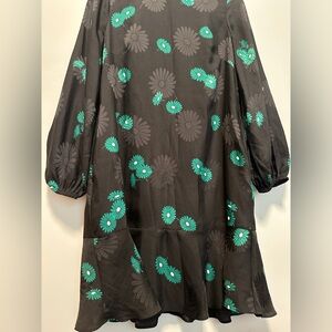 Ann Taylor Black and Green Bishop Sleeve Sundress